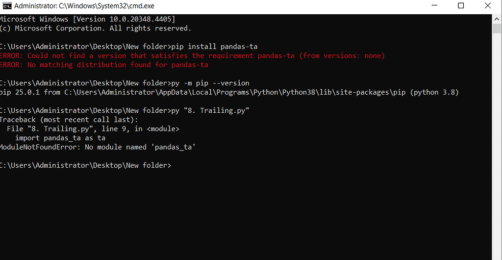 Python Installation error - Lightsail - General - Tradehull Support Forum